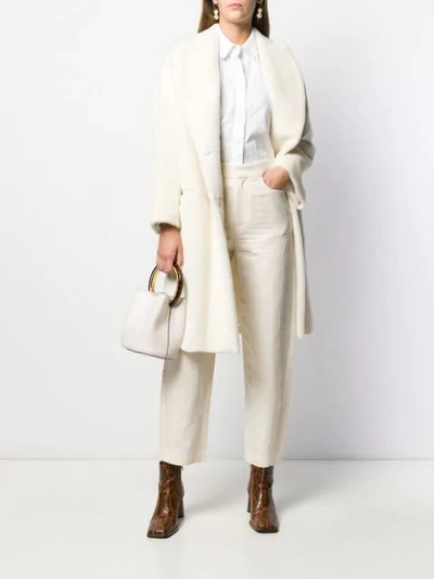Shop Brunello Cucinelli Double-breasted Knit Coat In Neutrals