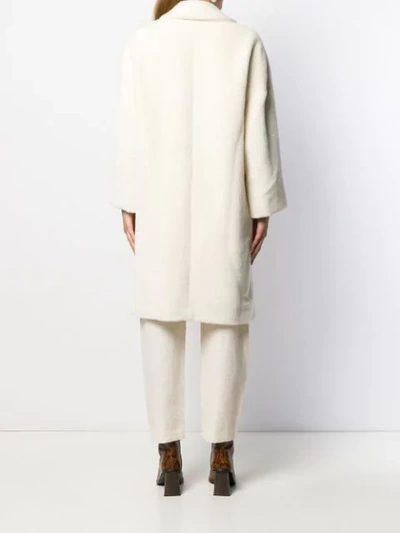 Shop Brunello Cucinelli Double-breasted Knit Coat In Neutrals