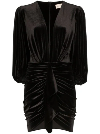 Shop Alexandre Vauthier Plunge-neck Ruched Mini Dress In Black