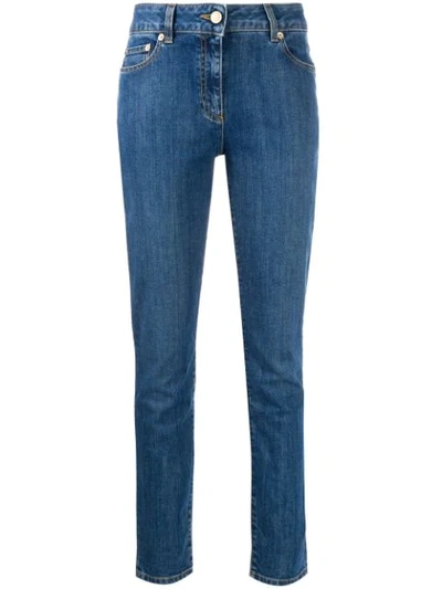 Shop Moschino Teddy Bear Embroidered Skinny Jeans In Blue