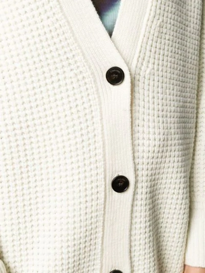 Shop Calvin Klein Chunky Knit V-neck Cardigan In White