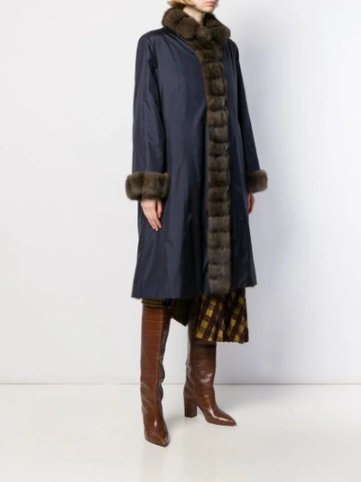 Shop Liska Kovi Fur-trimmed Coat In Blue