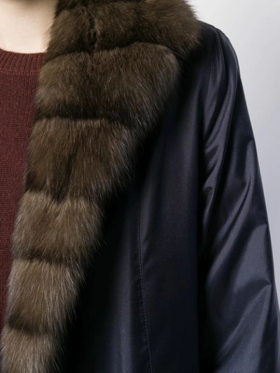 Shop Liska Kovi Fur-trimmed Coat In Blue