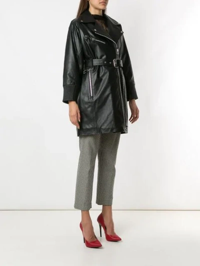 Shop À La Garçonne + Kalline Elongated Leather Jacket In Black