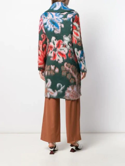 Shop Tory Burch Floral Pattern Mid-length Coat In Green