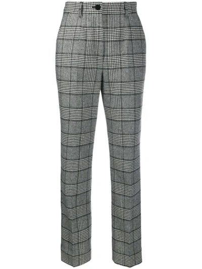 Shop Dolce & Gabbana High-rise Check Trousers In Black