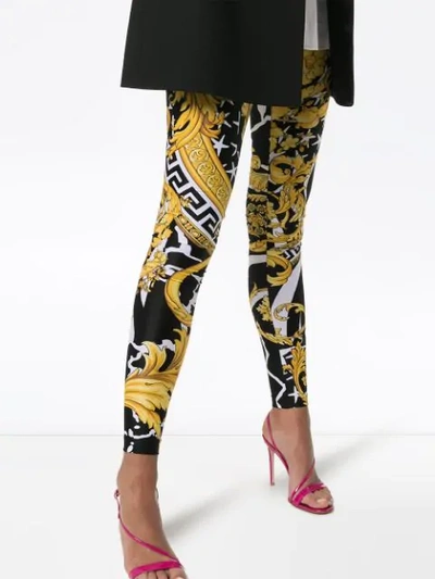 Shop Versace Barocco Print Leggings - Black