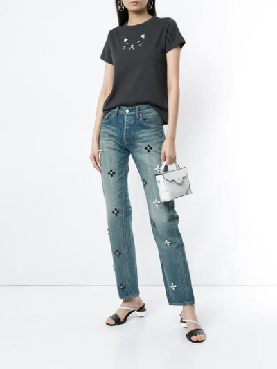 Shop Tu Es Mon Tresor 'bijou Flower' Jeans In Blue