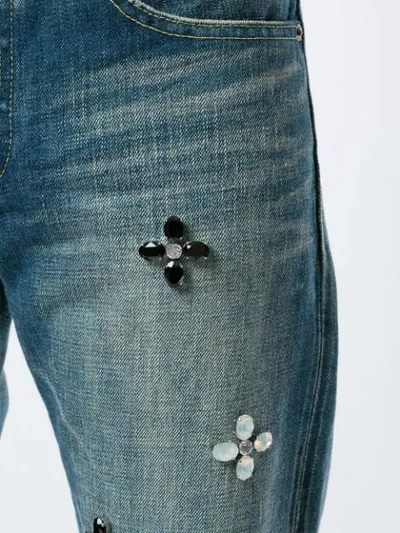 Shop Tu Es Mon Tresor 'bijou Flower' Jeans In Blue