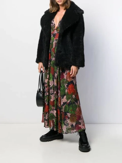Shop Ainea Oversized Faux-fur Jacket In Black
