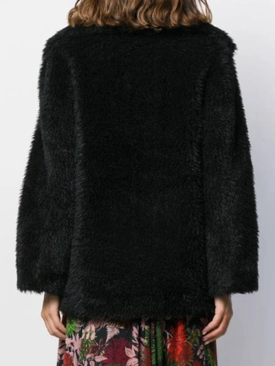 Shop Ainea Oversized Faux-fur Jacket In Black