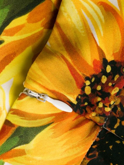 Shop Dolce & Gabbana Sunflower Print High Neck Blouse In White