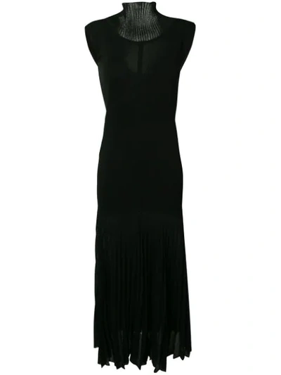 Shop Victoria Beckham Cap Sleeve Pleated Dress In Black