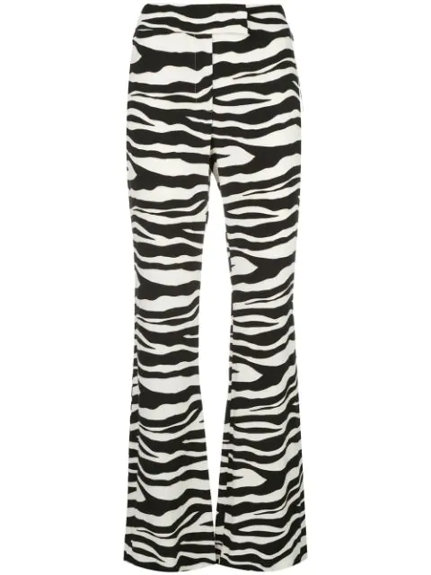 zebra print flared trousers