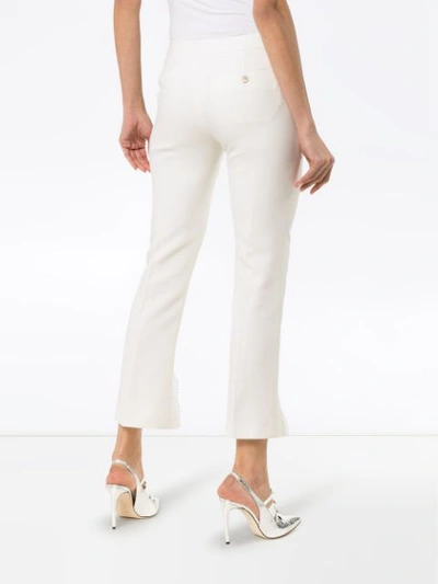 Shop Alexander Mcqueen Lace Inserts Straight Trousers - White