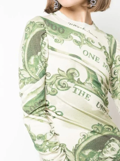 Shop Moschino Dollar Bill Print Dress In Green