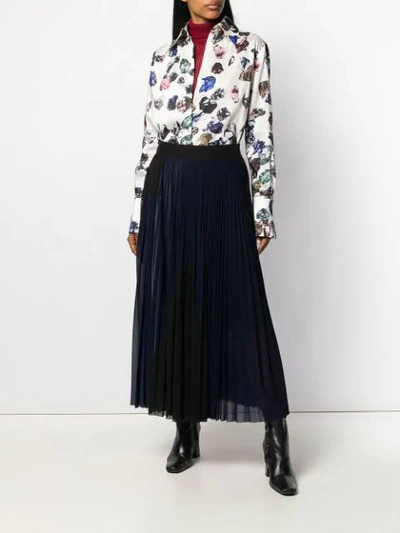 Shop Victoria Victoria Beckham Pleated Midi Skirt In Blue