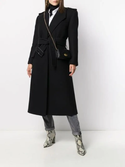 Shop Saint Laurent Oversized Belted Coat In Black