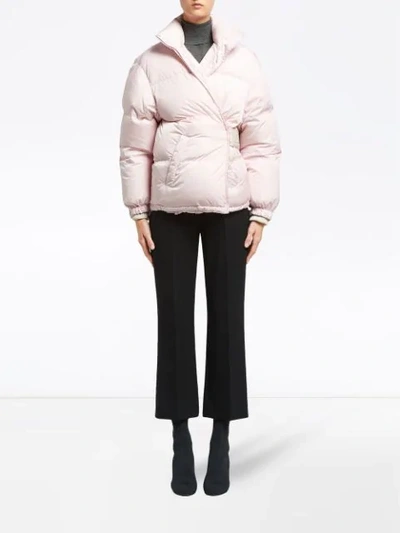 Shop Prada Nylon Puffer Jacket In Pink
