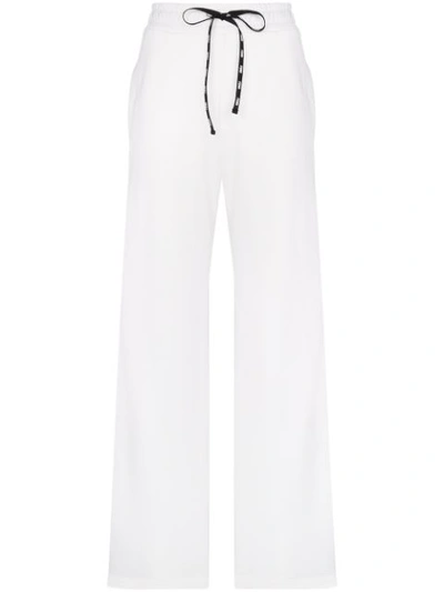 Shop Fendi Wide-leg Logo Stripe Track Pants In White