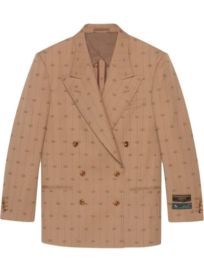 Shop Gucci Retro Gg Blazer In Neutrals