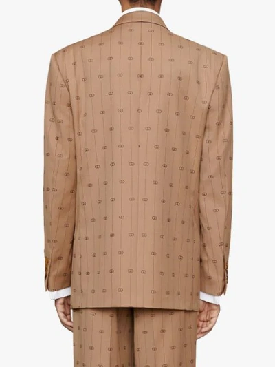 Gucci Retro Gg Wool Jacket With Labels In Neutrals