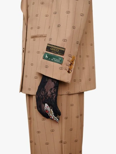 Gucci Retro Gg Wool Jacket With Labels In Neutrals