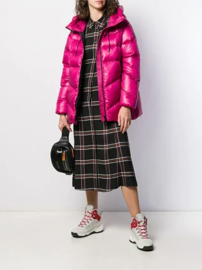 Shop Woolrich Hooded Puffer Jacket In Pink