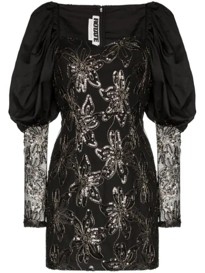 Shop Rotate Birger Christensen Sequin-embellished Mini Dress In Black