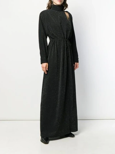 Shop Almaz Glitter Cut Out Gown In Black
