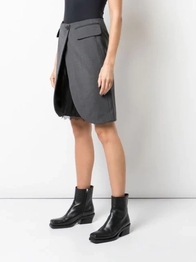 Shop Mm6 Maison Margiela Scalloped Hem Flared Skirt In Grey