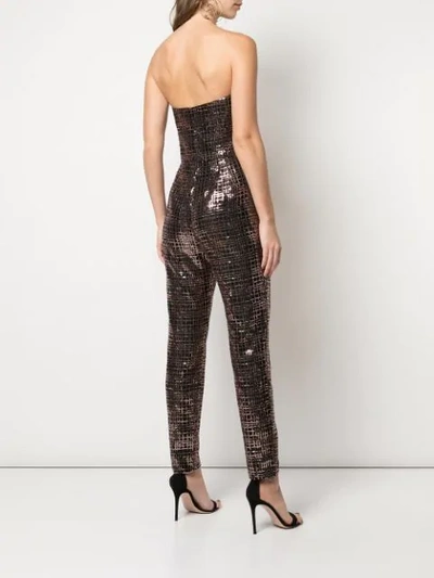 Shop Michelle Mason Sequin Corset Jumpsuit In Brown