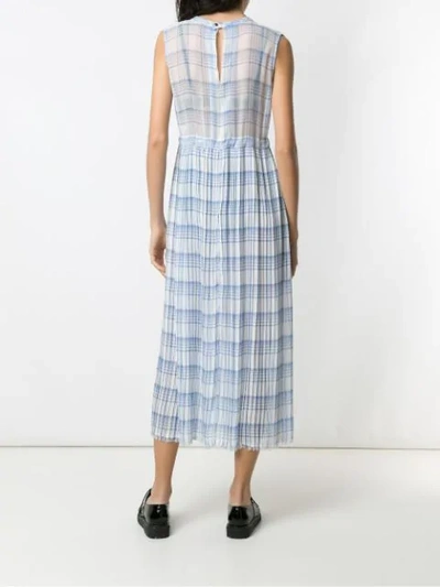 Shop À La Garçonne Checkered Pleated Midi Dress In Blue