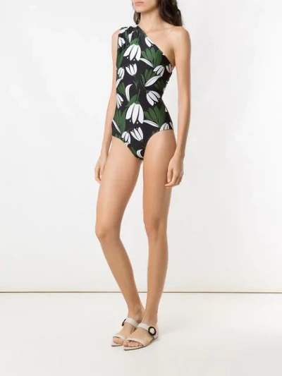 Shop Adriana Degreas Printed One Shoulder Swimsuit In Multicolour