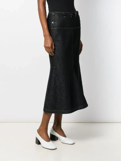 Shop Marni Flared Denim Skirt In Black