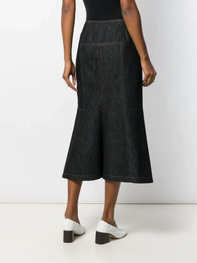 Shop Marni Flared Denim Skirt In Black