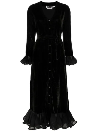 Shop Rotate Birger Christensen Langes Samtkleid In 1000 Black