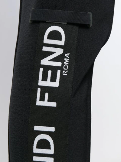 Shop Fendi Elastic Strap Feet Leggings In Black