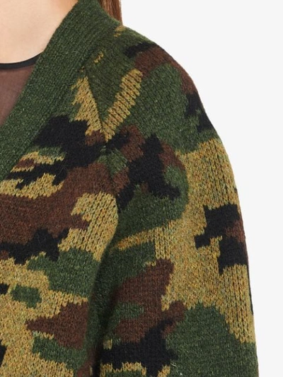 Shop Miu Miu Camouflage Print Knitted Cardigan - Green