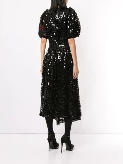 Shop Simone Rocha Floral Print Sequinned Dress In Black