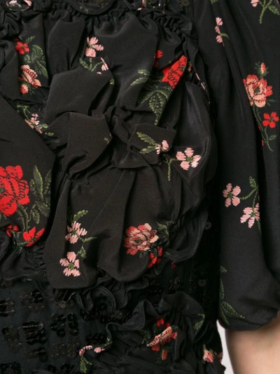 Shop Simone Rocha Floral Print Sequinned Dress In Black