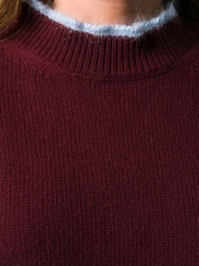Shop Marni Bi-colour Crewneck Sweater In Red