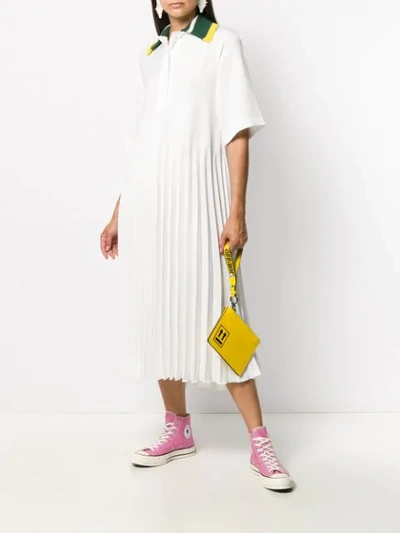 Shop Lacoste Pleated Shirt Dress In White