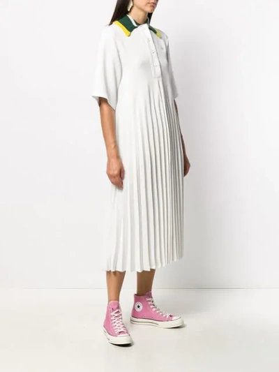 Shop Lacoste Pleated Shirt Dress In White