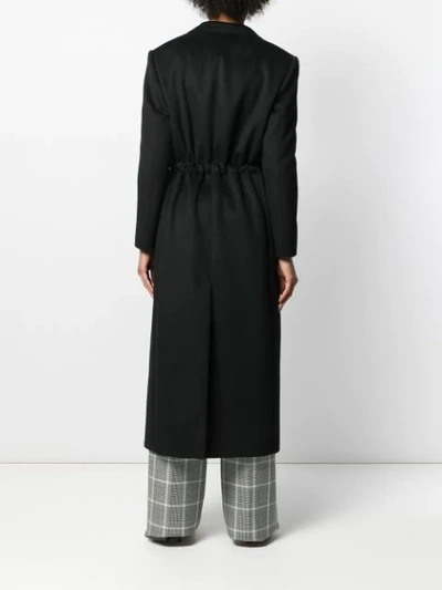 Shop Ferragamo Drawstring Maxi Coat In Black