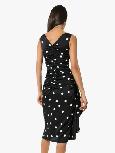 Shop Dolce & Gabbana Polka Dots Ruched Midi Dress In Black