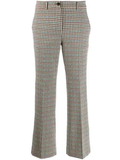 Shop Incotex Houndstooth Check Trousers In Brown