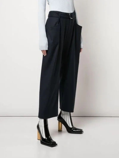 Shop Proenza Schouler High Waisted Paperbag Plaid Pants In Blue