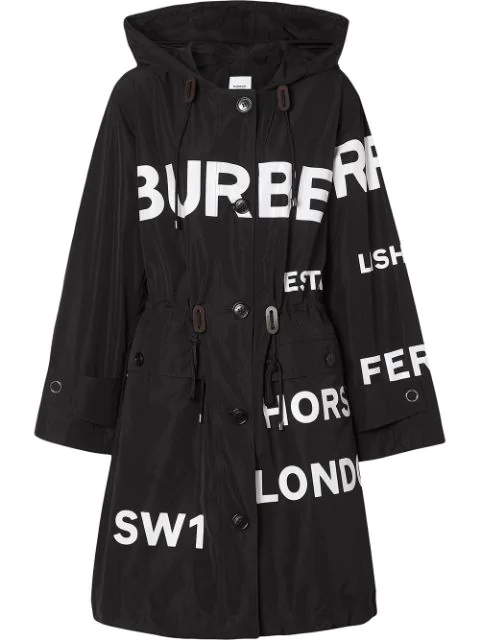 Burberry Horseferry Logo-print Shell Hooded Parka Jacket In Black | ModeSens