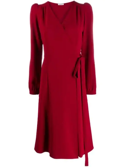 Shop P.a.r.o.s.h Wrap Style Midi Dress In Red